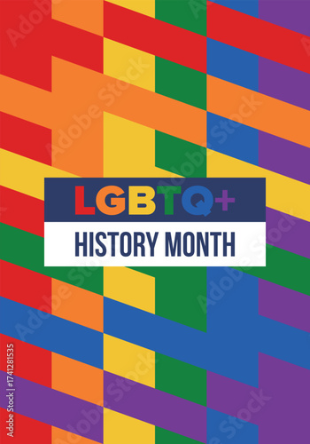 LGBTQ+ history month. Pride Month. Lesbian Gay Bisexual Transgender. Celebrated annual. LGBT flag. Rainbow love concept. Human rights and tolerance. Poster, card, banner and background. Vector