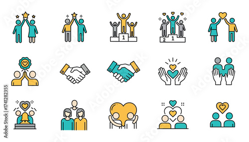 Vector art of silhouette of a crowd of people raising their hands with peace signs