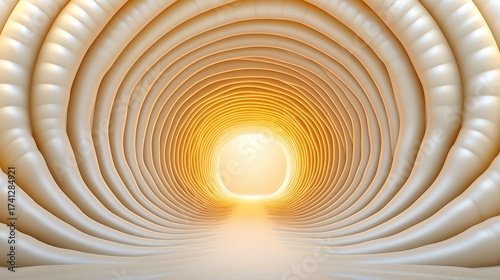 Ethereal Tunnel with Soft Curves and Glowing Light at the End