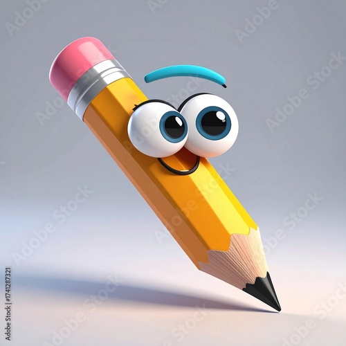 
Cute Stylized Yellow Pencil with Eraser