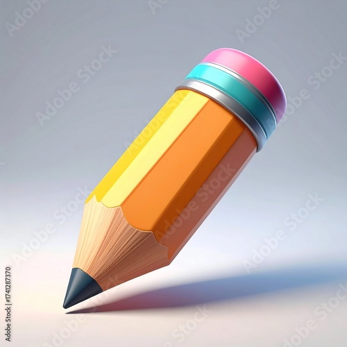 
Cute Stylized Yellow Pencil with Eraser
