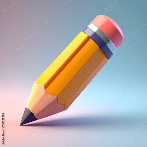 
Cute Stylized Yellow Pencil with Eraser