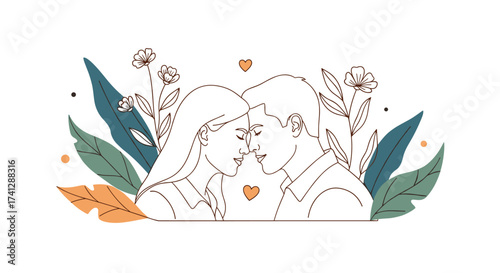 A tender moment captured between two people surrounded by nature's beauty.