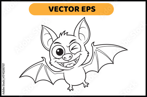 Vector art of winking bat with happy expression