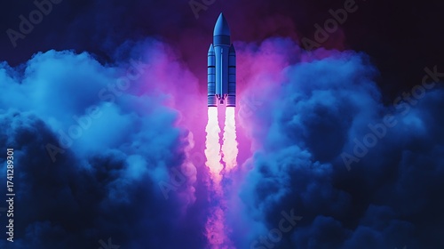Rocket Launch into the Nebula - A Cosmic Journey of Exploration and Innovation