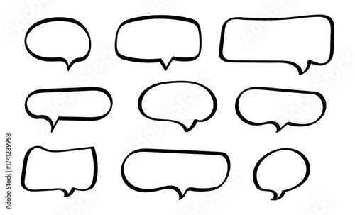 Hand drawn speech bubbles set