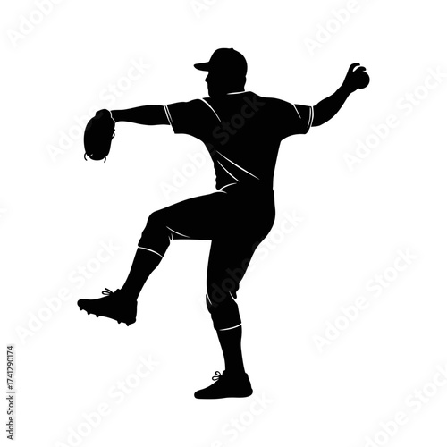 Silhouette icon veSilhouette icon vector design of a baseball pitcher throwing