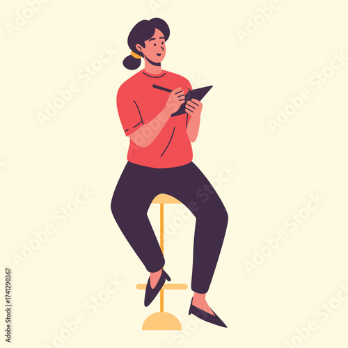 Illustration of an Woman Taking Notes Supply Chain