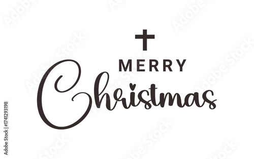 Merry Christmas elegant calligraphy and Bethlehem star. Holy night vector handwriting concept for xmas greeting card or church service invitation