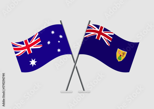 Australia and Turks and Caicos Islands vector flags graphic concept for duality
