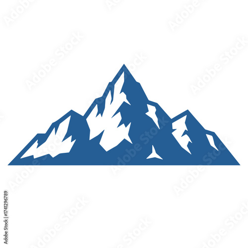 Blue Mountain Silhouette Vector Logo – Minimalist Nature Peak Icon