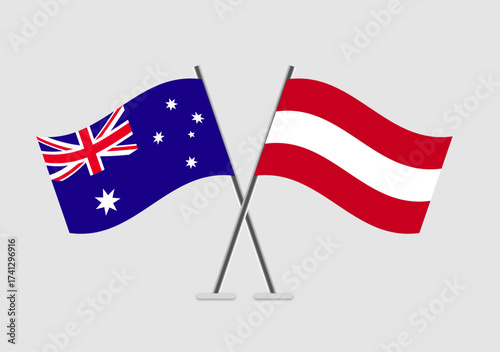 Australia and Austria vector flags isolated on light background
