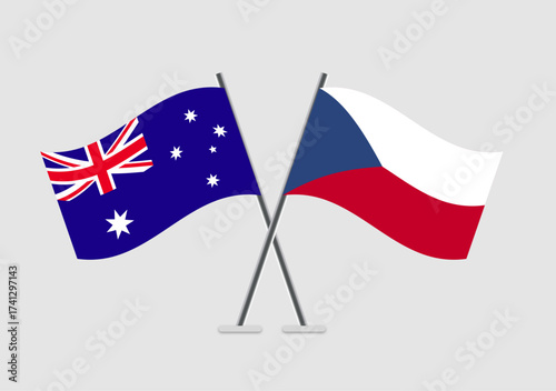 Australia and Czech Republic vector flags in formal vector presentation