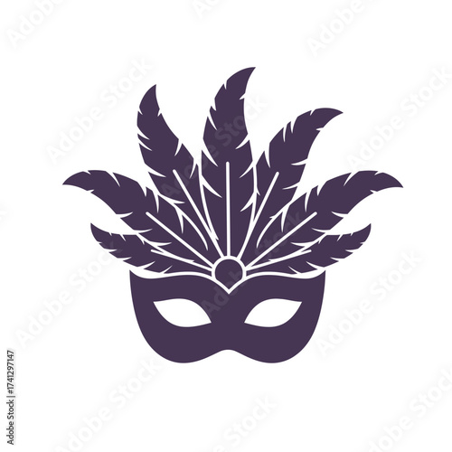 Elegant Feathered Masquerade Mask for Carnival Celebrations.