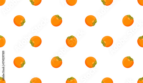 Seamless pattern with persimmon fruit.