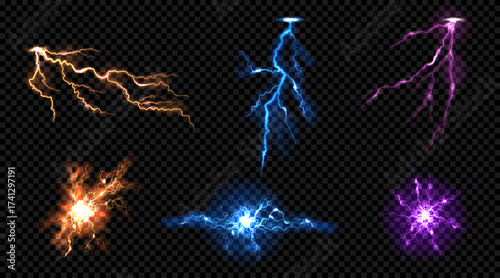 Current flame. Magic spell effect, light thunder ball flame or witchcraft energy portal in night sky. 3d circle round space. Thunderstorm vector glow isolated realistic illustration