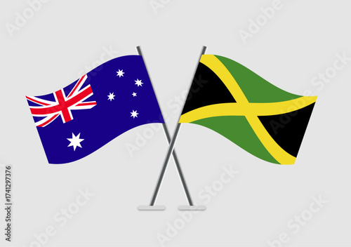 Australia and Jamaica vector flags image with refined wave curves