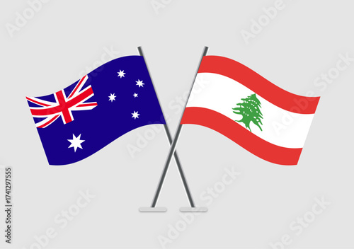 Australia and Lebanon vector flags showing dual-country harmony
