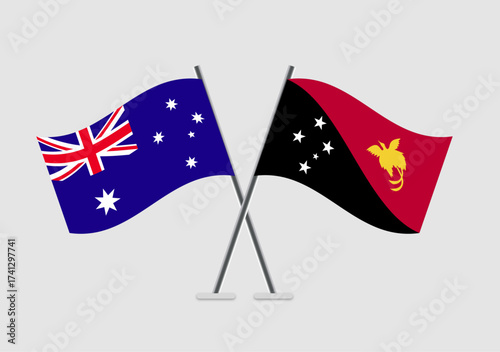 Australia and Papua New Guinea vector flags illustration for peaceful themes