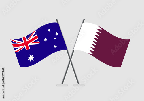 Australia and Qatar vector flags symbolizing alliance in vector art
