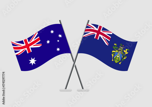 Australia and Pitcairn Islands vector flags designed for printed vector media