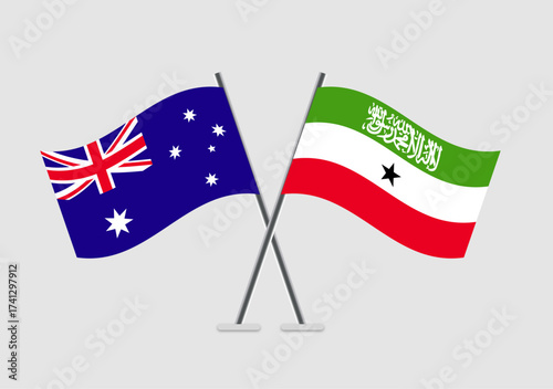 Photos Australia and Somaliland vector flags in united vector alignment