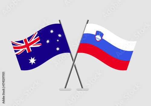 Australia and Slovenia vector flags used in graphic symbolism