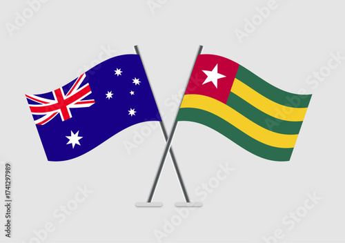 Australia and Togo vector flags with simple crossing alignment