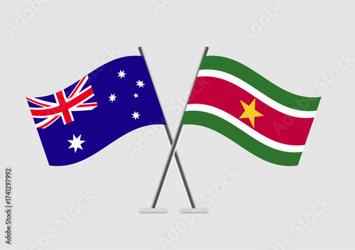 Australia and Suriname vector flags drawing for intercultural theme