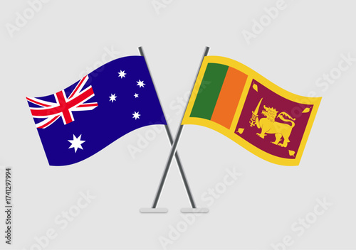 Australia and Sri Lanka vector flags styled in ceremonial layout