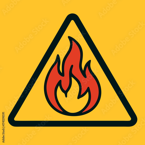 Flammable Hazard: A bold graphic of a triangular warning sign, highlighting a red flame symbol, instantly communicating a potent hazard.