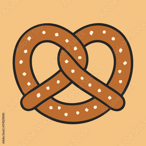 Perfectly Twisted Pretzel: A close-up illustration of a classic, intricately shaped pretzel. Featuring its characteristic twisted design and delicate sprinkle of salt.