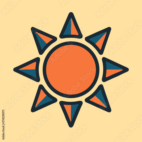 Sunburst Icon: A stylized sun icon radiates warmth and positivity against a gentle, pastel backdrop, ideal for conveying concepts of energy, brightness, and optimism. 
