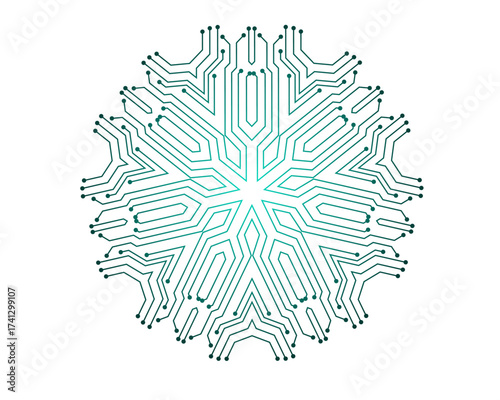 Circuit Board Technology Mandala Star Pattern