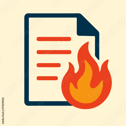 Burning Document: A visual representation of document burning in flames, which could symbolize destruction, erasure, or the handling of sensitive or confidential material.