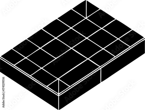 3D abstract badminton court design.
