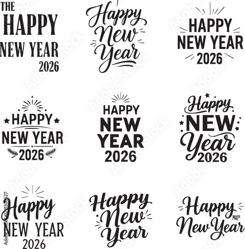 Happy New Year 2026 Typography Collection