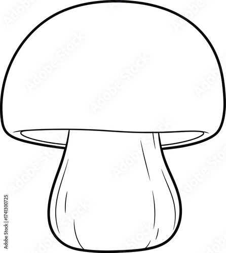 Simple line art illustration of a mushroom, ideal for coloring books, educational resources, and nature-themed designs.