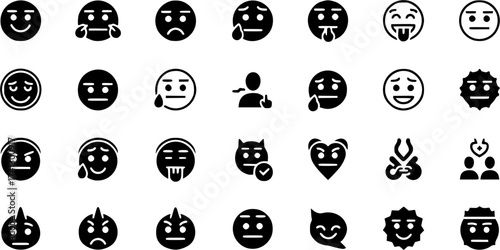 neutral emoji glyph icon flat vector icon