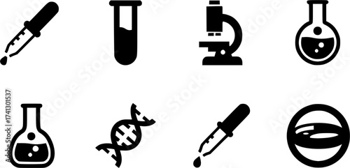 pipette glyph flat vector icon set