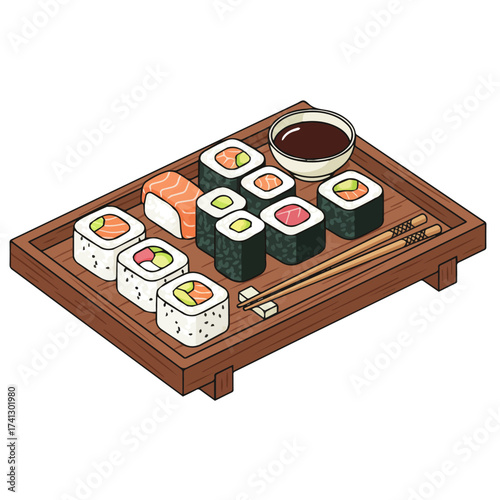 Assorted Sushi Platter with Chopsticks