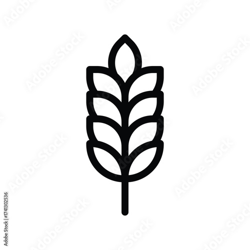 An ear of wheat or grain is depicted in black lines