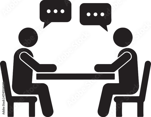 Two People Talking Meeting Vector Icon.
