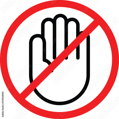 red circle prohibition sign for a hand or touch
