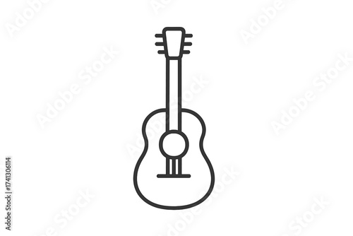 Acoustic guitar line icon. Simple musical instrument symbol for music concepts like concert, melody, or sound. Classic string instrument vector for web, app, or logo design.