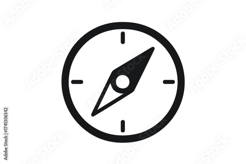 Compass icon vector graphic. Navigation symbol for direction, guidance, and travel. Simple flat design element for web, maps, location, exploration, and adventure discovery.