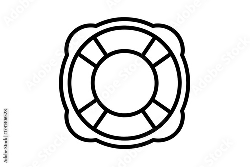 Life buoy outline icon vector. Lifesaver symbol for safety, help and emergency assistance. Sea, pool, ocean rescue. Nautical marine life preserver ring for saving life.