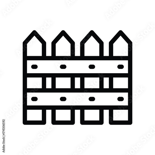 Outline of a wooden picket fence featuring a symmetrical design