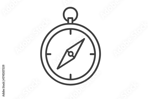 Thin line compass icon vector. Travel navigation and localization concept. Simple round compass illustration with transparent background for map, direction finder, GPS and outdoor adventure.