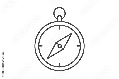 Thin line compass icon vector illustration, navigation and travel symbol, directional arrow with transparent background, localization and outdoors concept, minimalistic design